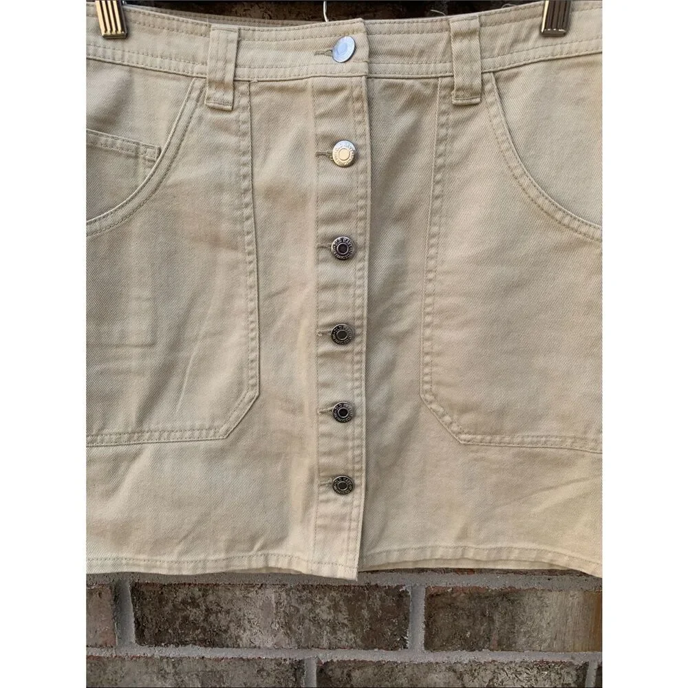 Take 50% OFF- Old Navy Women's Cream Button-Front Denim Mini Skirt, Size-12